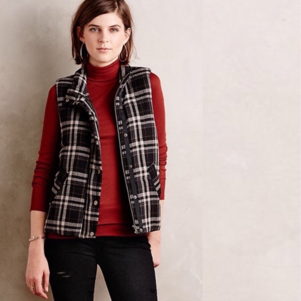 Anthropologie Hei Hei Quincy Plaid Puffer Vest